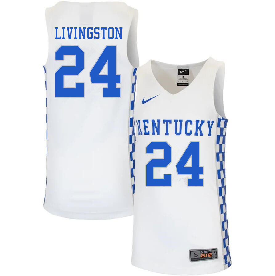 Men #24 Chris Livingston Kentucky Wildcats College Basketball Jerseys Sale-White - Click Image to Close